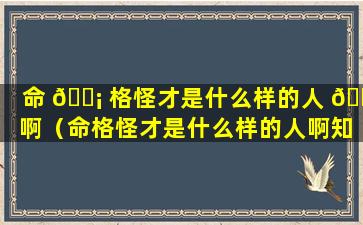 命 🐡 格怪才是什么样的人 🕷 啊（命格怪才是什么样的人啊知乎）